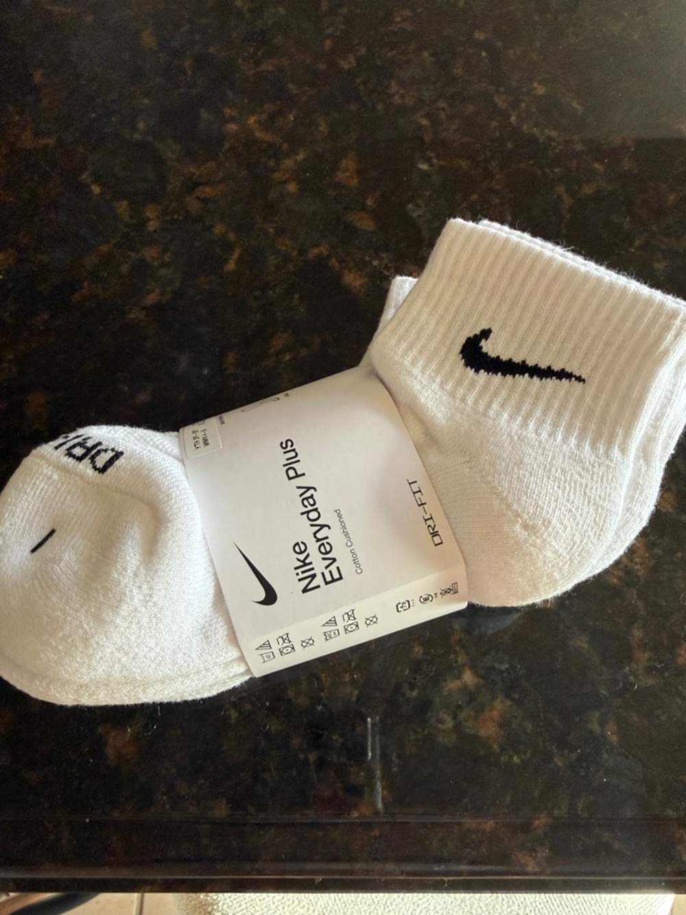 Nike White Ankle Athletic Socks with Black Swoosh - Men's